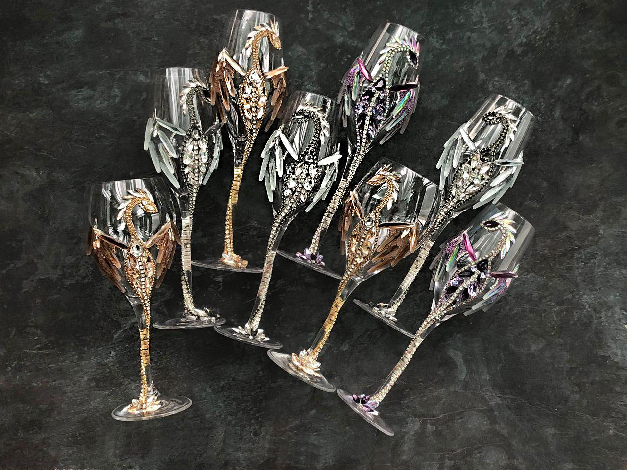 Burgundy Bliss: Dragon-Adorned Champagne Flute