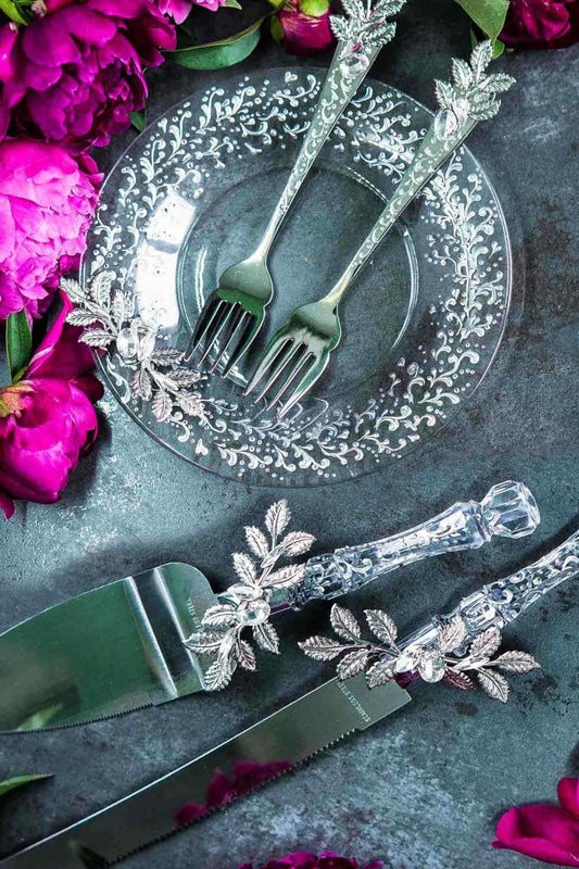 Aurora Collection cake server set and plate with forks