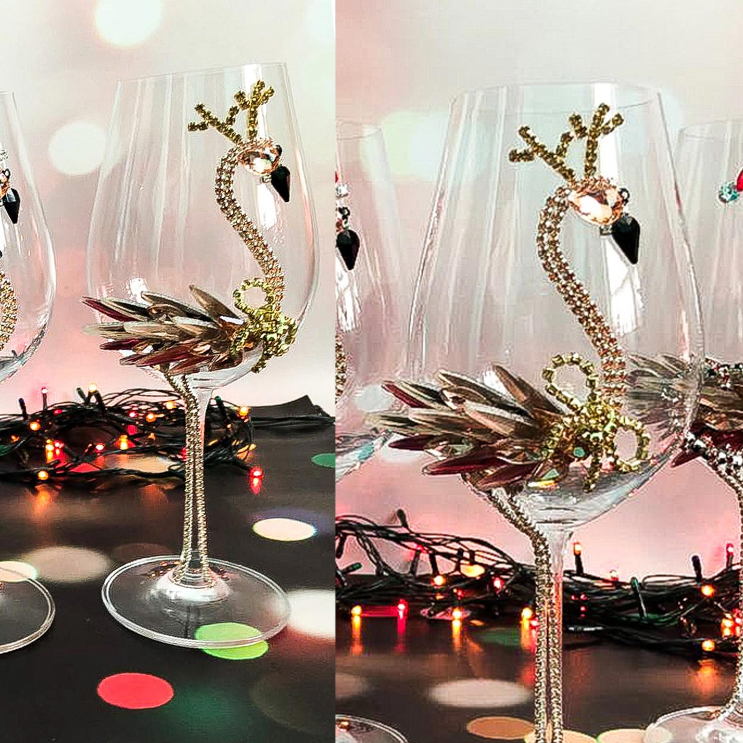 Festive Flamingo Finesse Champagne Flute or Wine Glass
