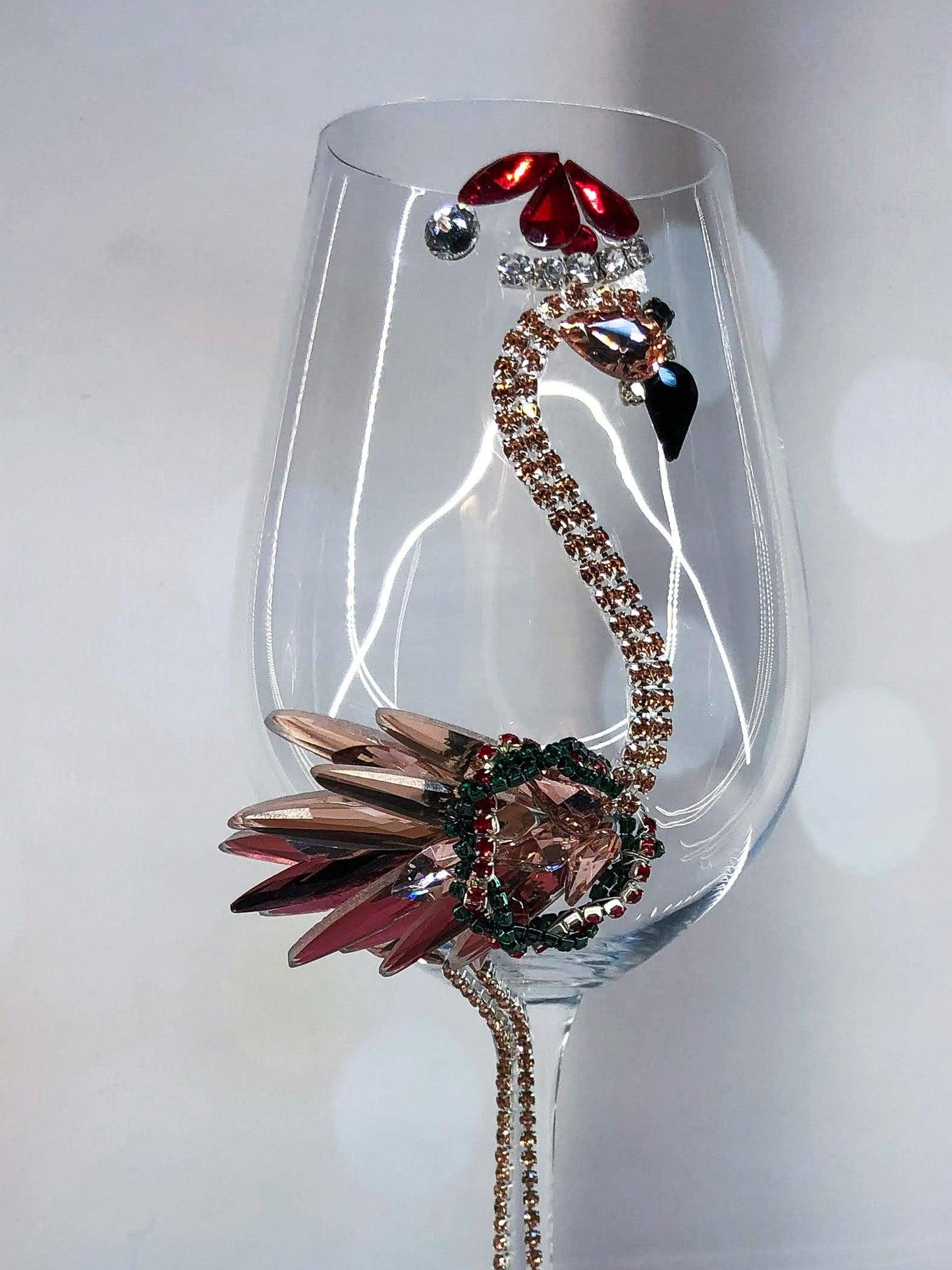 Festive Flamingo Christmas Wine Glasses