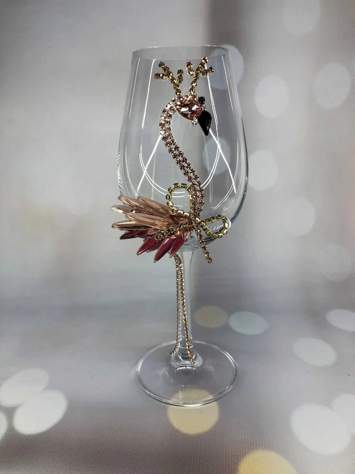 Midnight Flamingo Grace Wine Glass