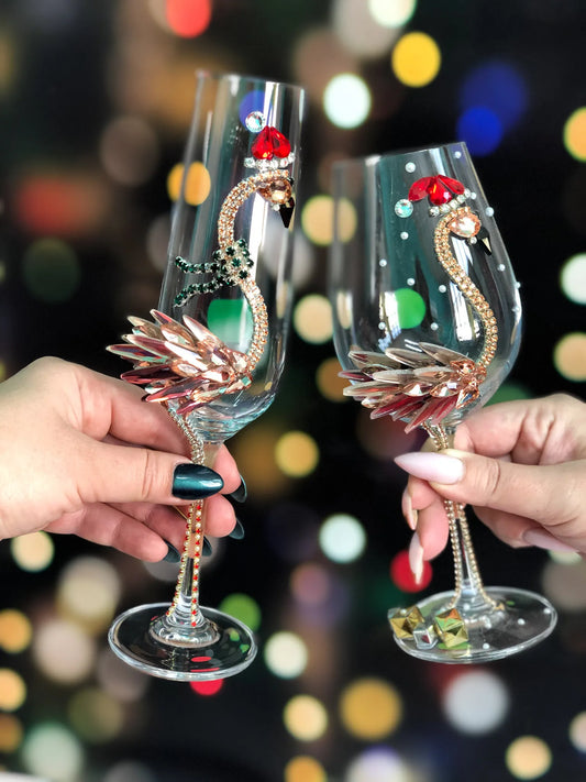 Festive Flamingo Finesse Champagne Flute
