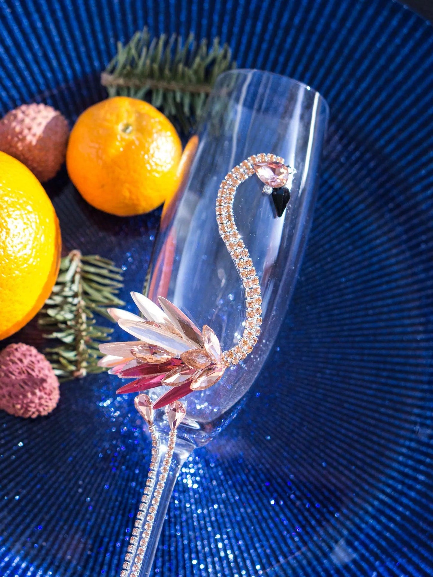 Personalized Wine Glass with Crystal Pink Flamingo