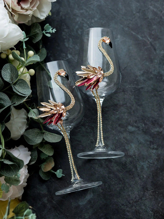 Crystal Pink Flamingo Party Personalized Wine Glass