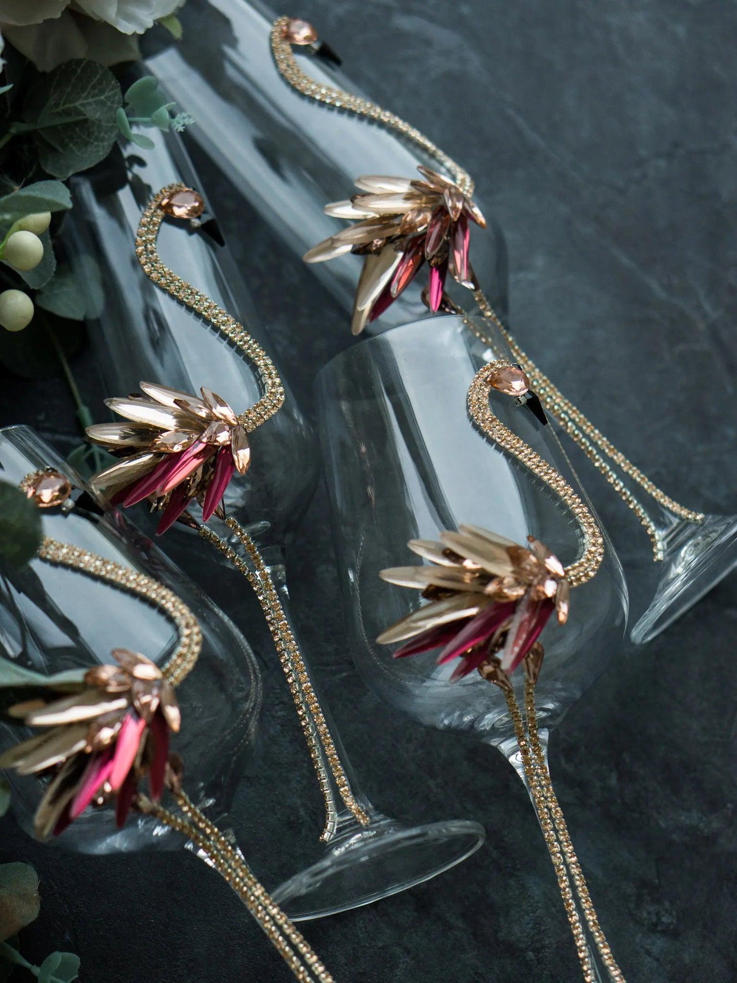 Crystal Pink Flamingo Champagne Flutes - Personalized Wine Glass