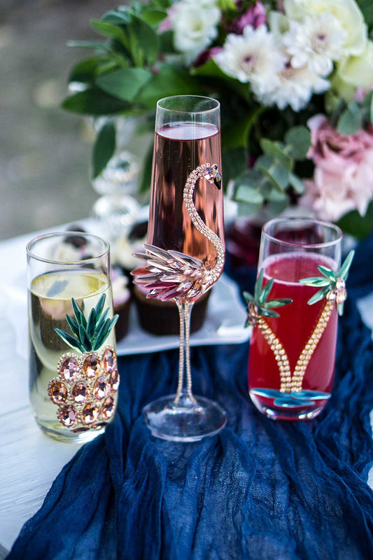 Pink flamingo cocktail glass