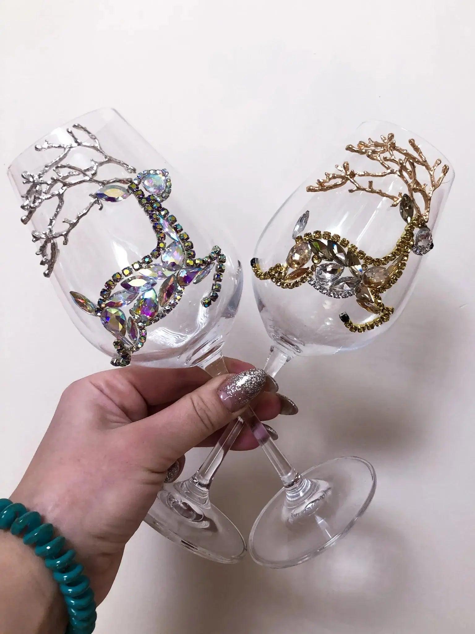 DiAmoreDS's Christmas Crystal Golden Deer Wine Glass