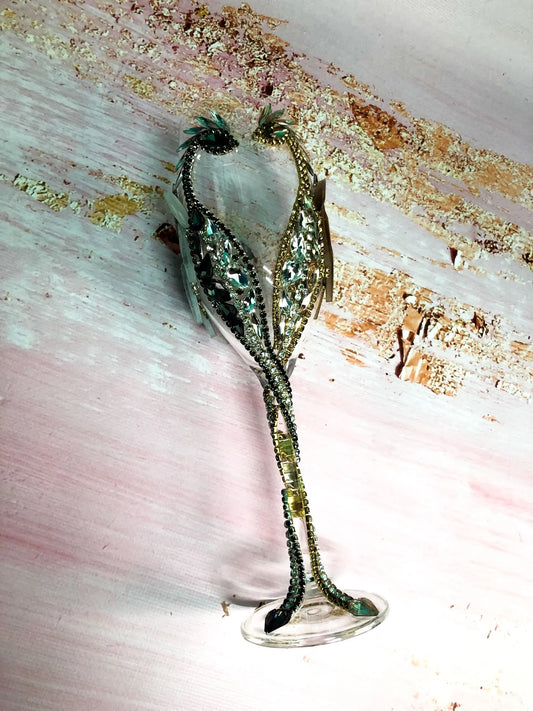 DiAmoreDS Twin Dragon Champagne Flute: Handcrafted Elegance in Gold and Silver