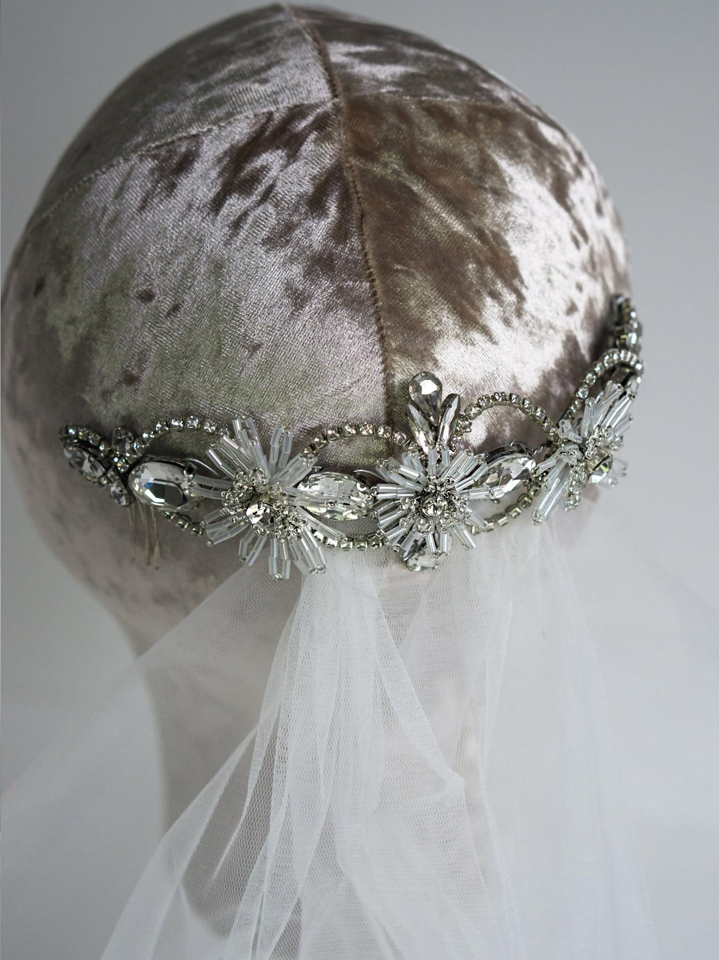 Beautiful floral design of the jeweled hair comb perfect for a romantic wedding hairstyle