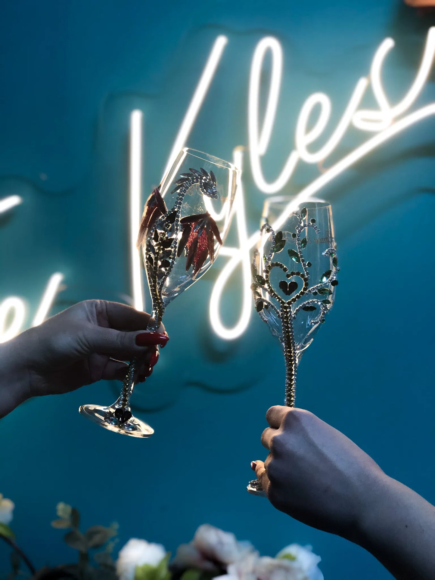 Emerald Yggdrasil Champagne Flute