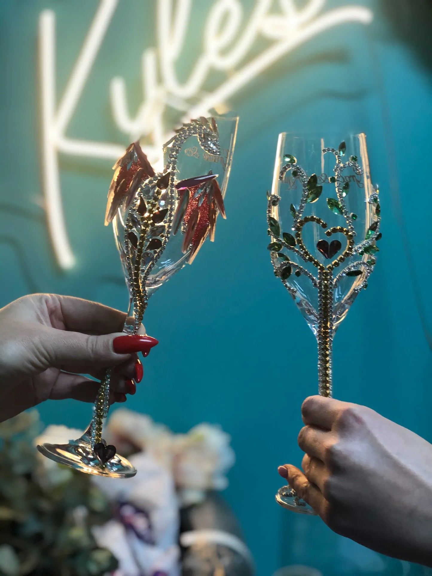 Emerald Yggdrasil Champagne Flute