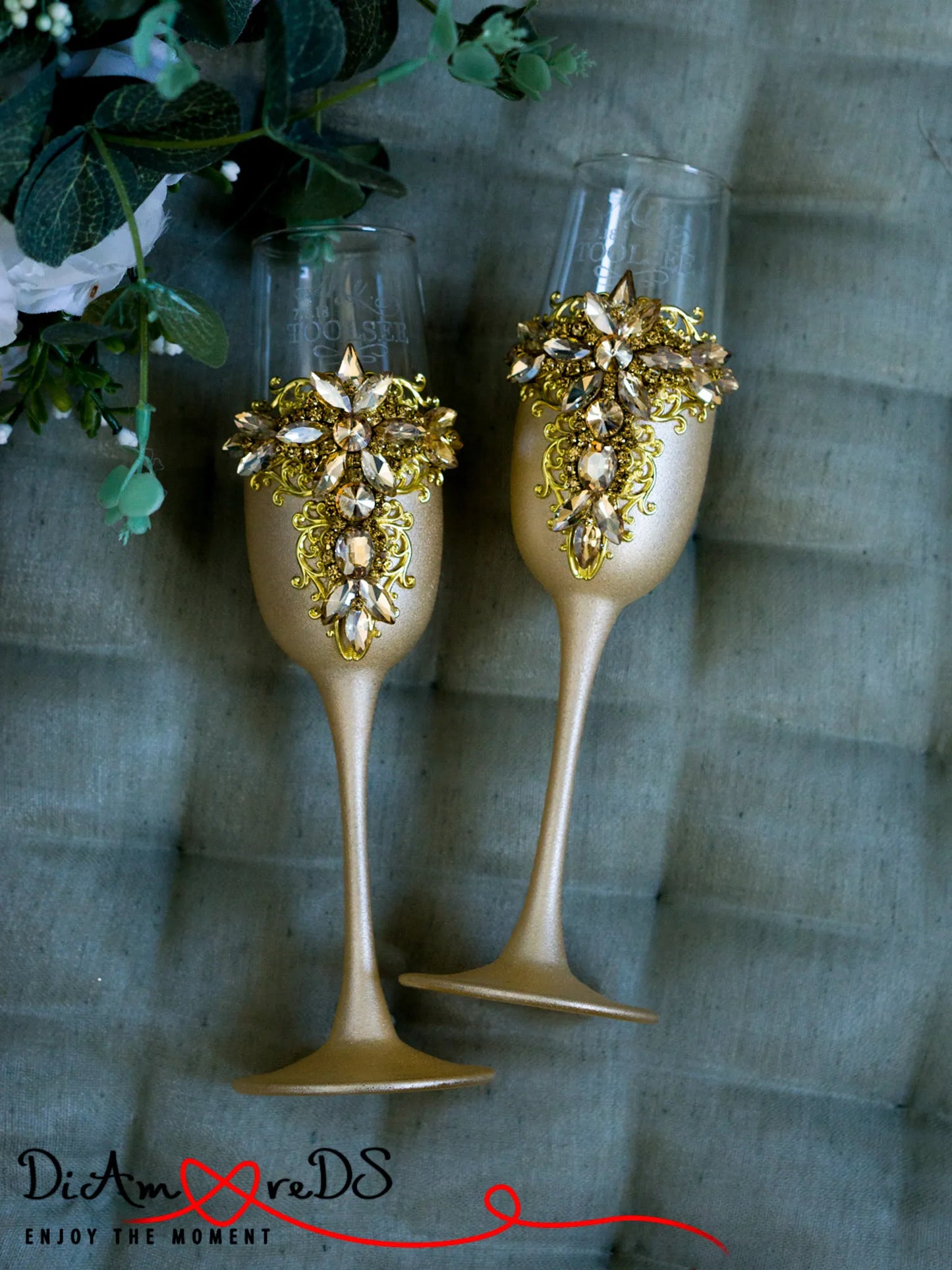 Gloria Gold Champagne Glasses - Set of 2