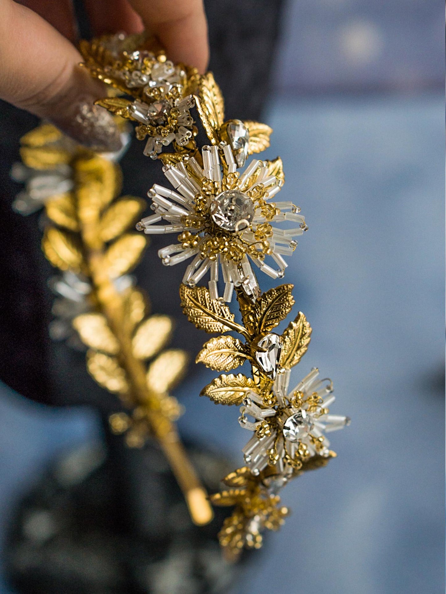Statement Wedding Headband with Crystals