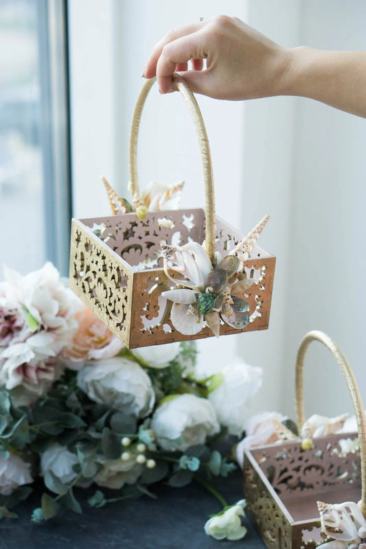 Wooden nautical flower girl basket