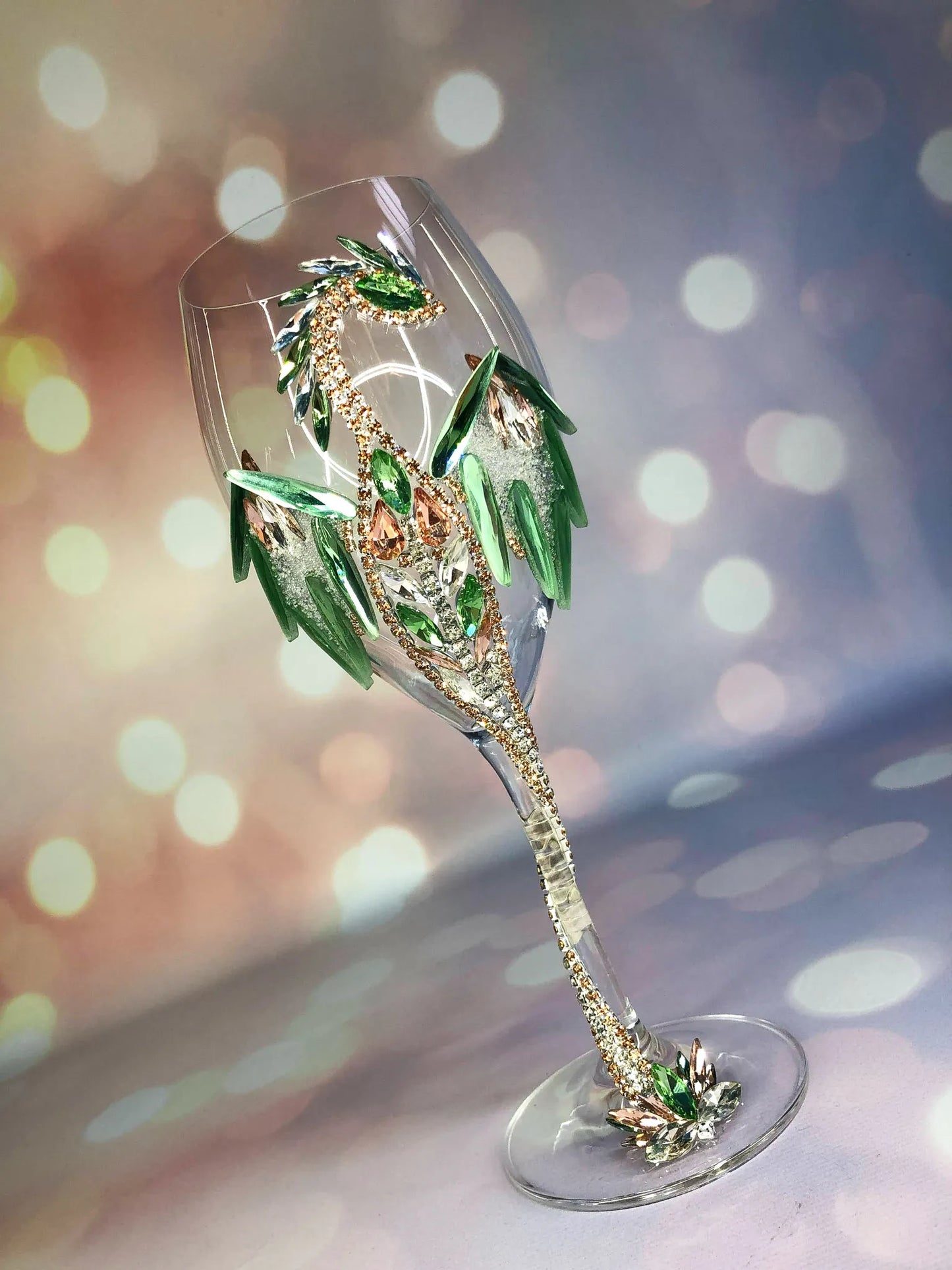 Peridot Prestige: Dragon-Adorned Glass Elixir