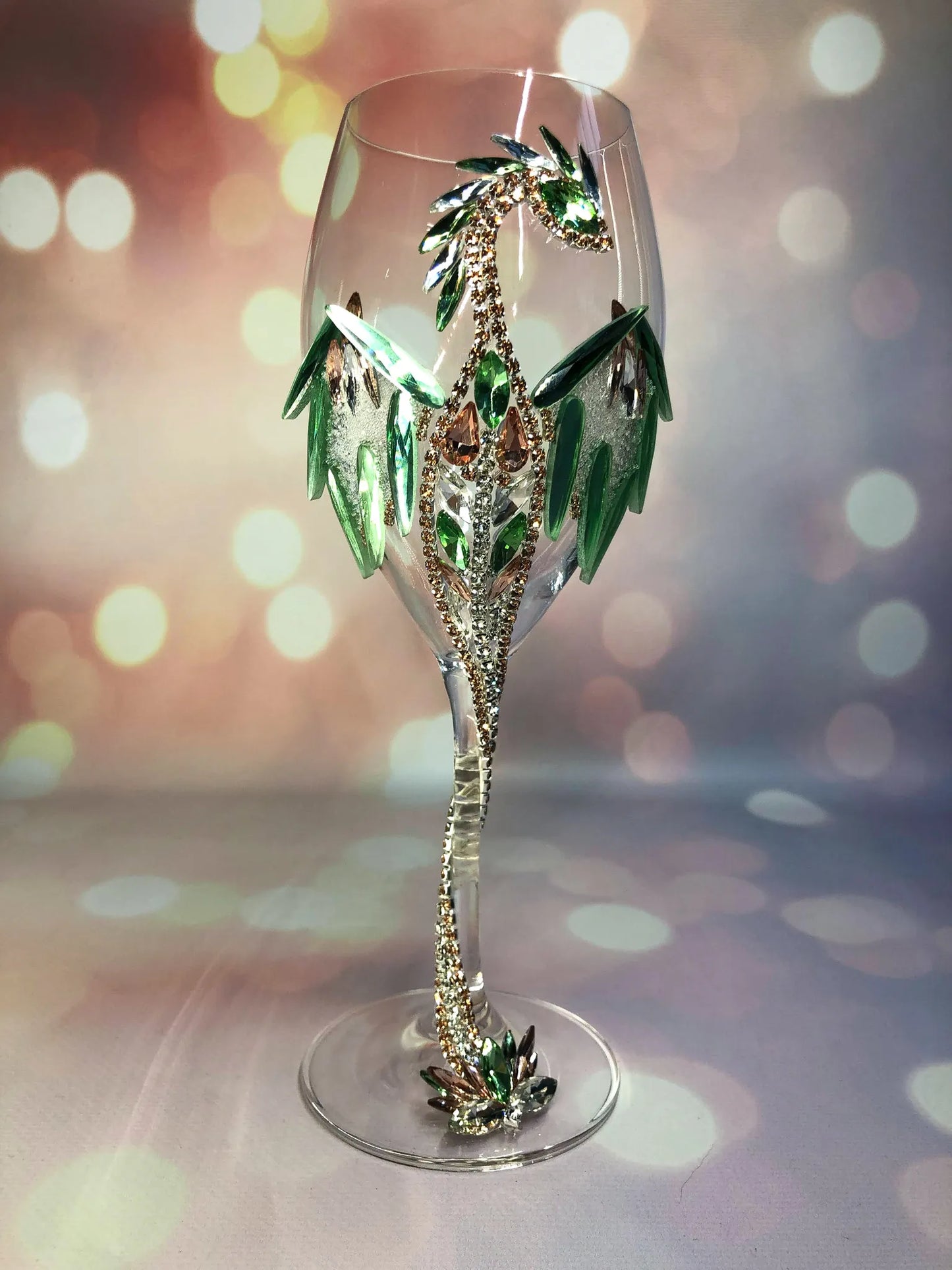 Peridot Prestige: Dragon-Adorned Glass Elixir