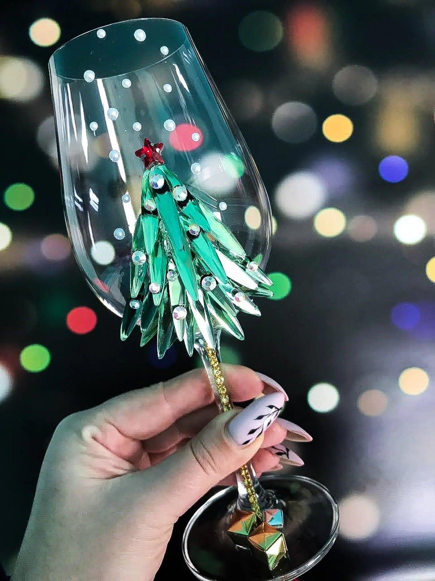 Personalized Crystal Christmas Tree Champagne Glasses