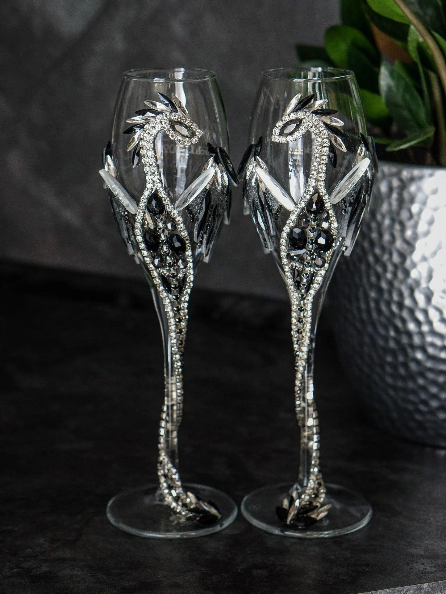 Silver Serenity: Dragon-Adorned Elegance