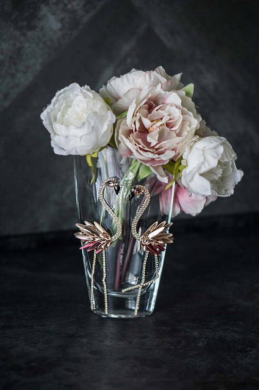 Crystal flamingo vase