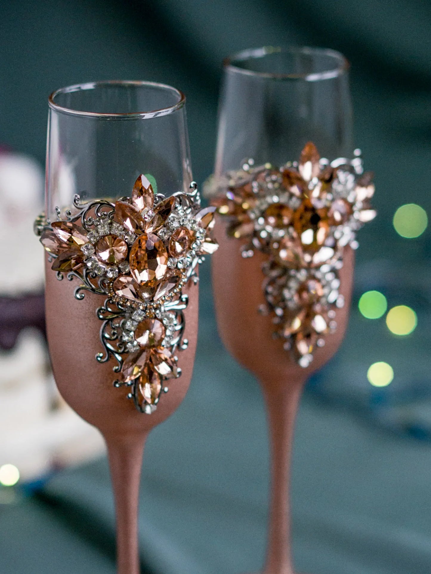 Enchanted Rose Gold Crystals Romantic Wedding Unity Candle Set - Gloria Collection