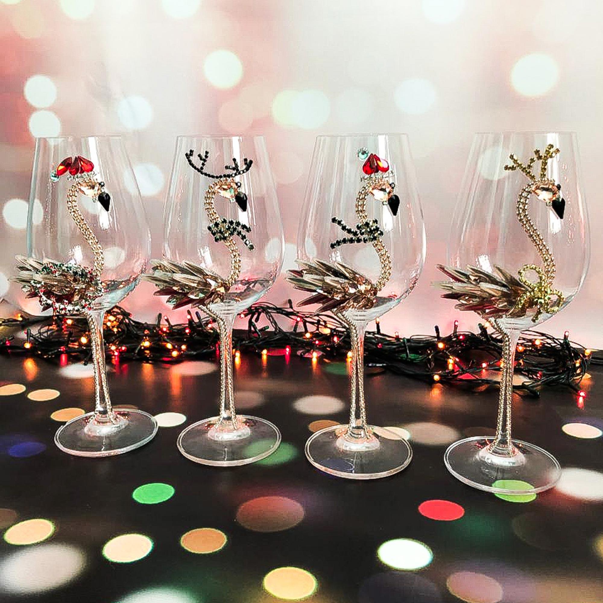 Festive Flamingo Christmas Wine Glasses