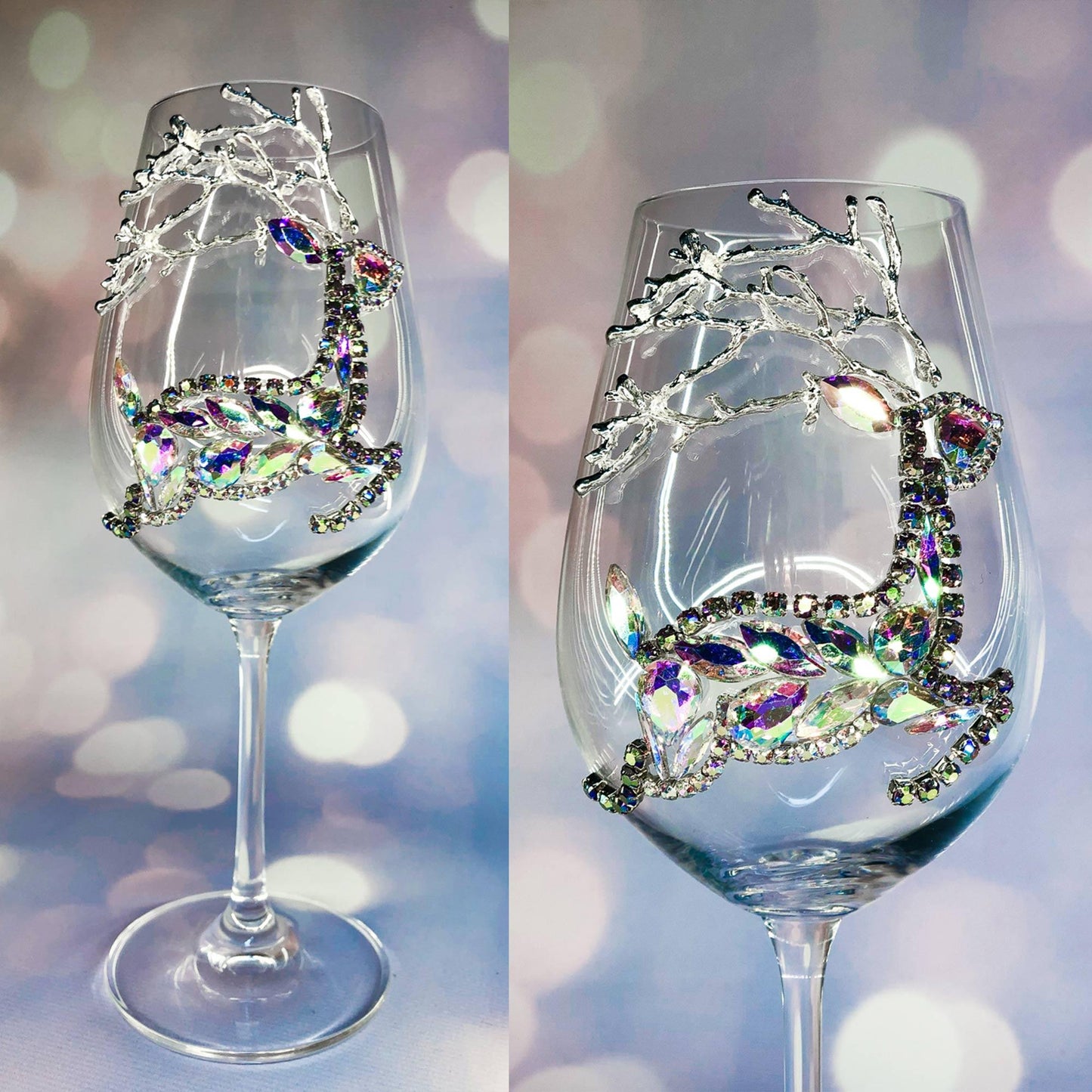 Crystal Christmas Deer Wine Glass with Golden Horns