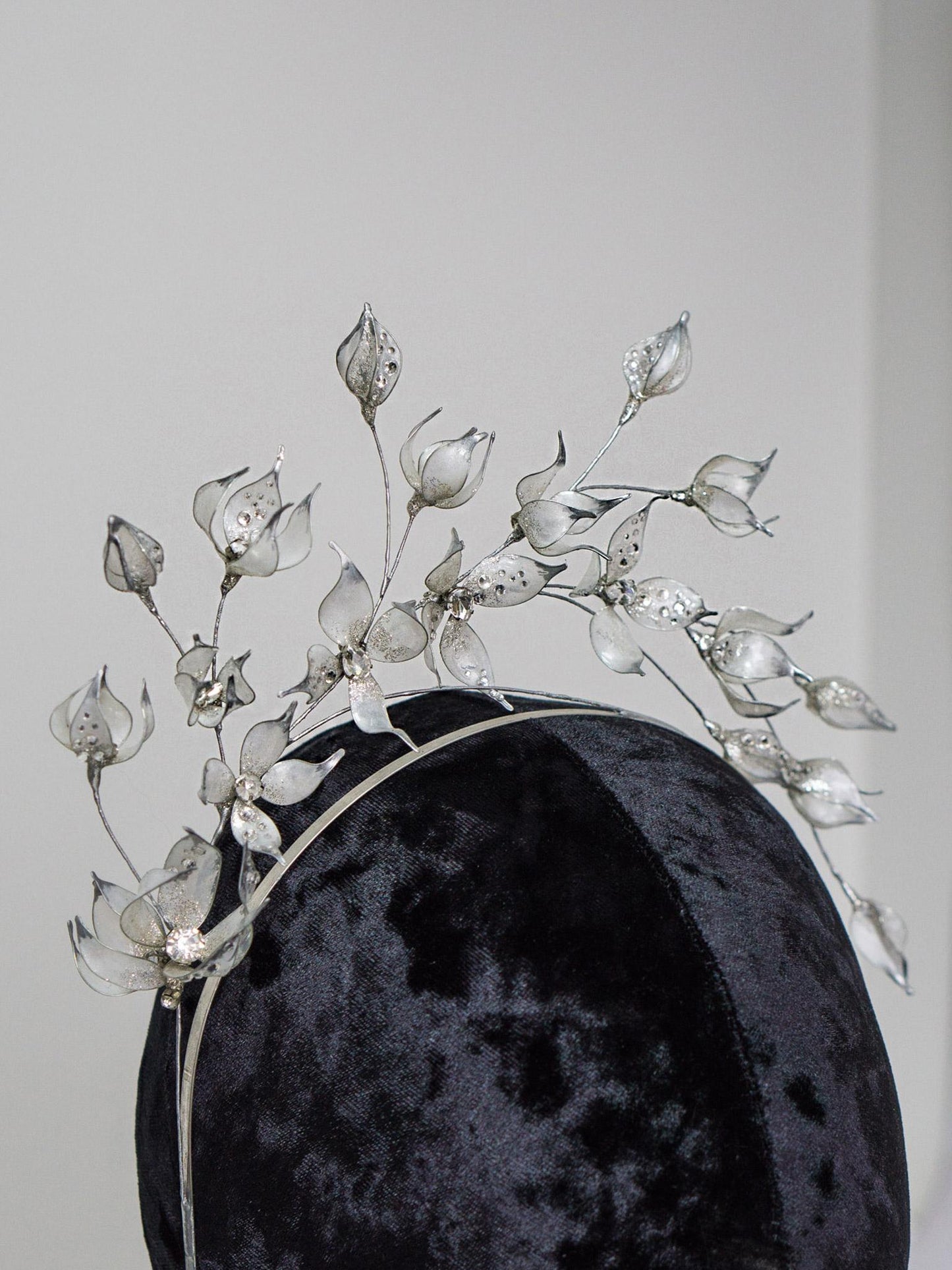 Heavenly Crocus Bridal Halo Headband with Silver Accents