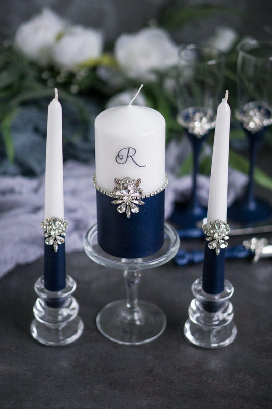 Crystal Navy Candle Set- 3 pieces - Amanda - diamoredsshop
