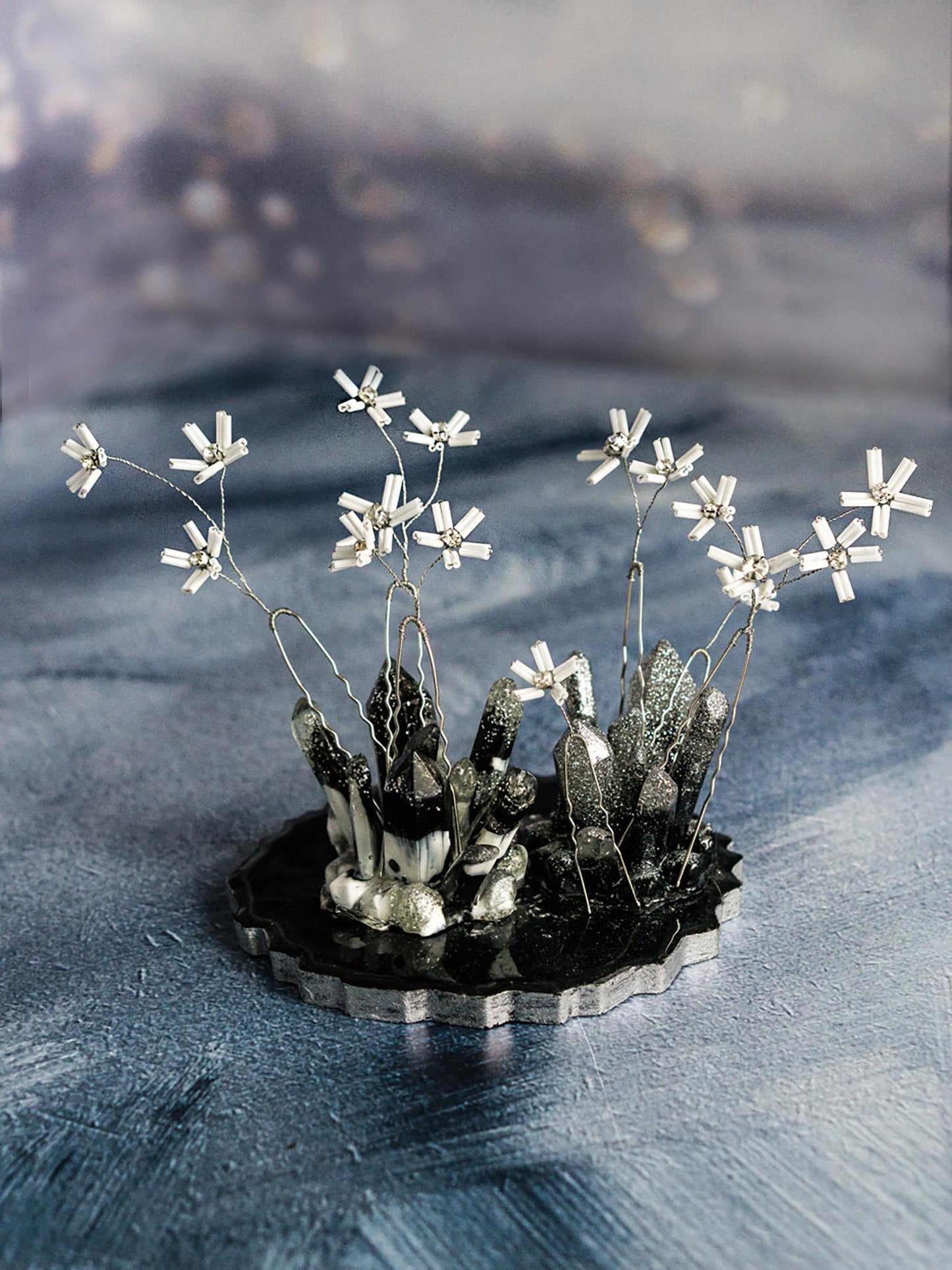 Elegant White Daisy Hairpins with Crystals for Weddings