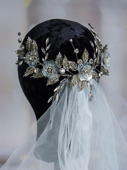 Bridal hair vine with sparkling floral accents