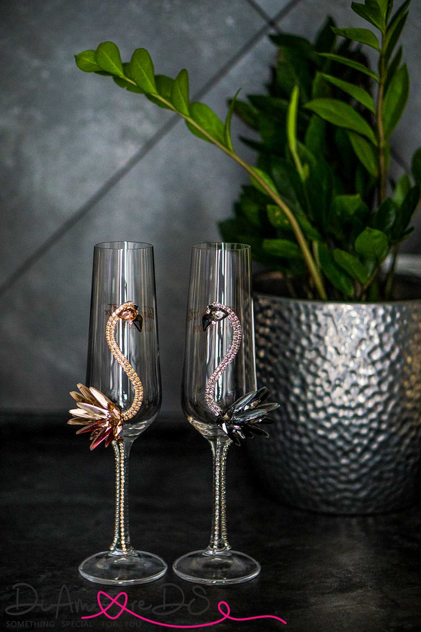 Handcrafted champagne flutes 