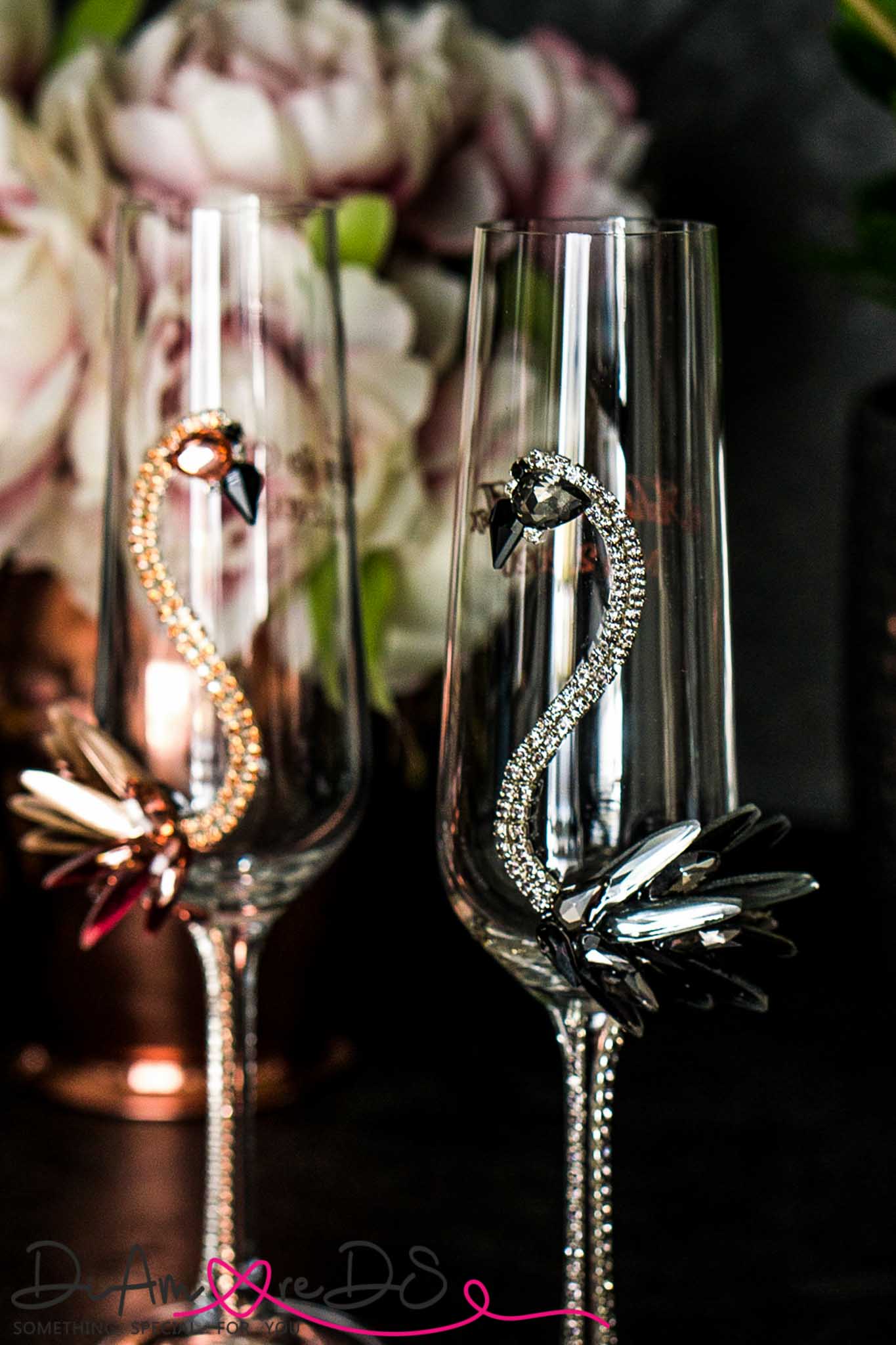 Artisanal flamingo wine glasses 