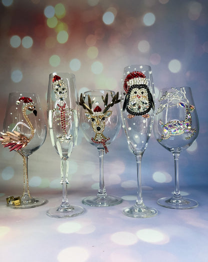Enchanted Christmas Glass with Titmouse