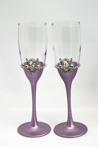 Elegant lavender and silver glassware