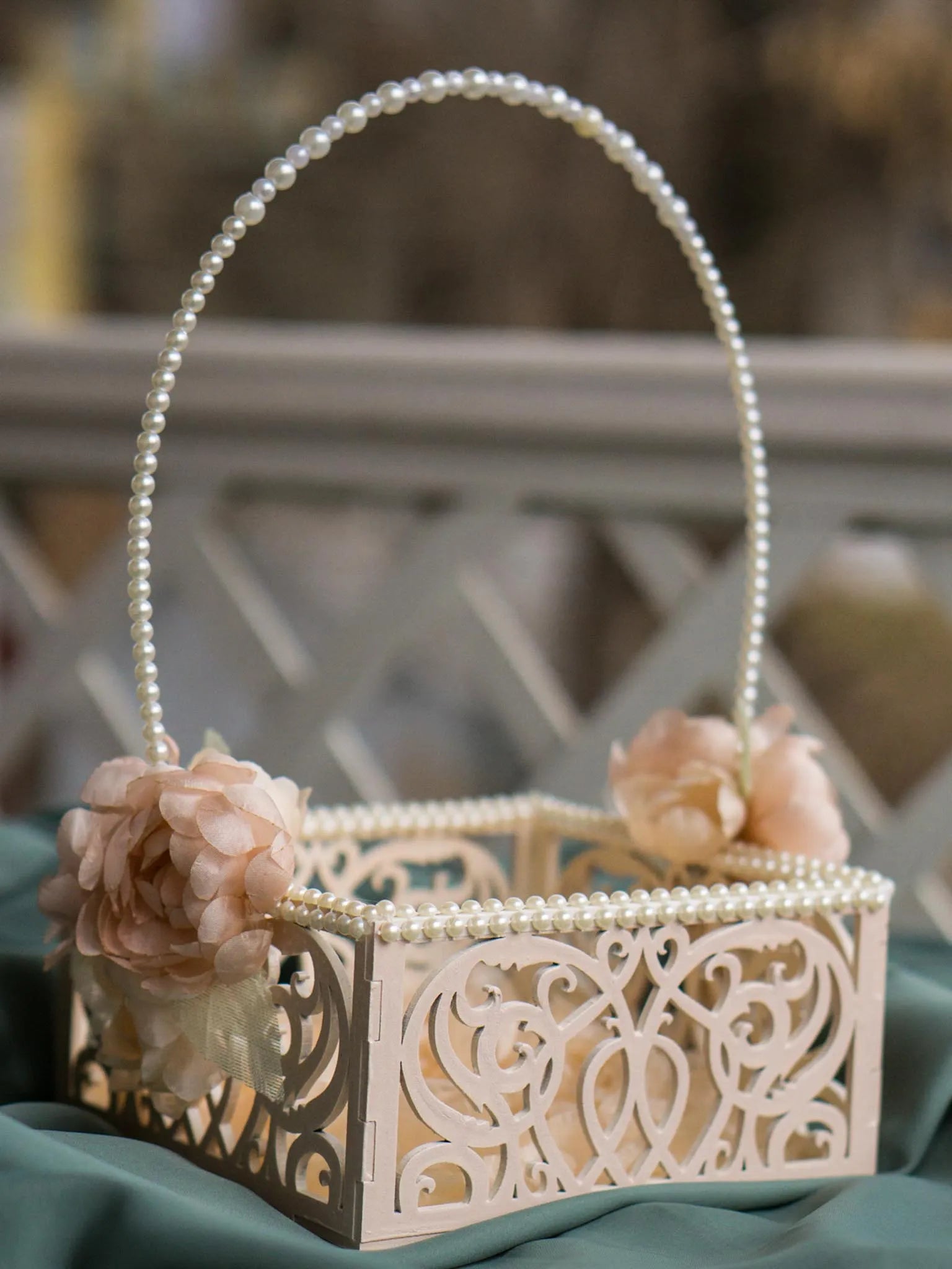 Handcrafted wooden flower basket