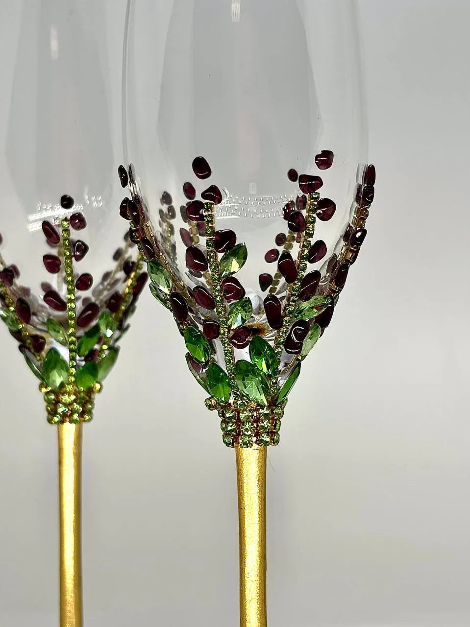 Personalized wedding champagne flutes from the Burgundy Wildflower collection