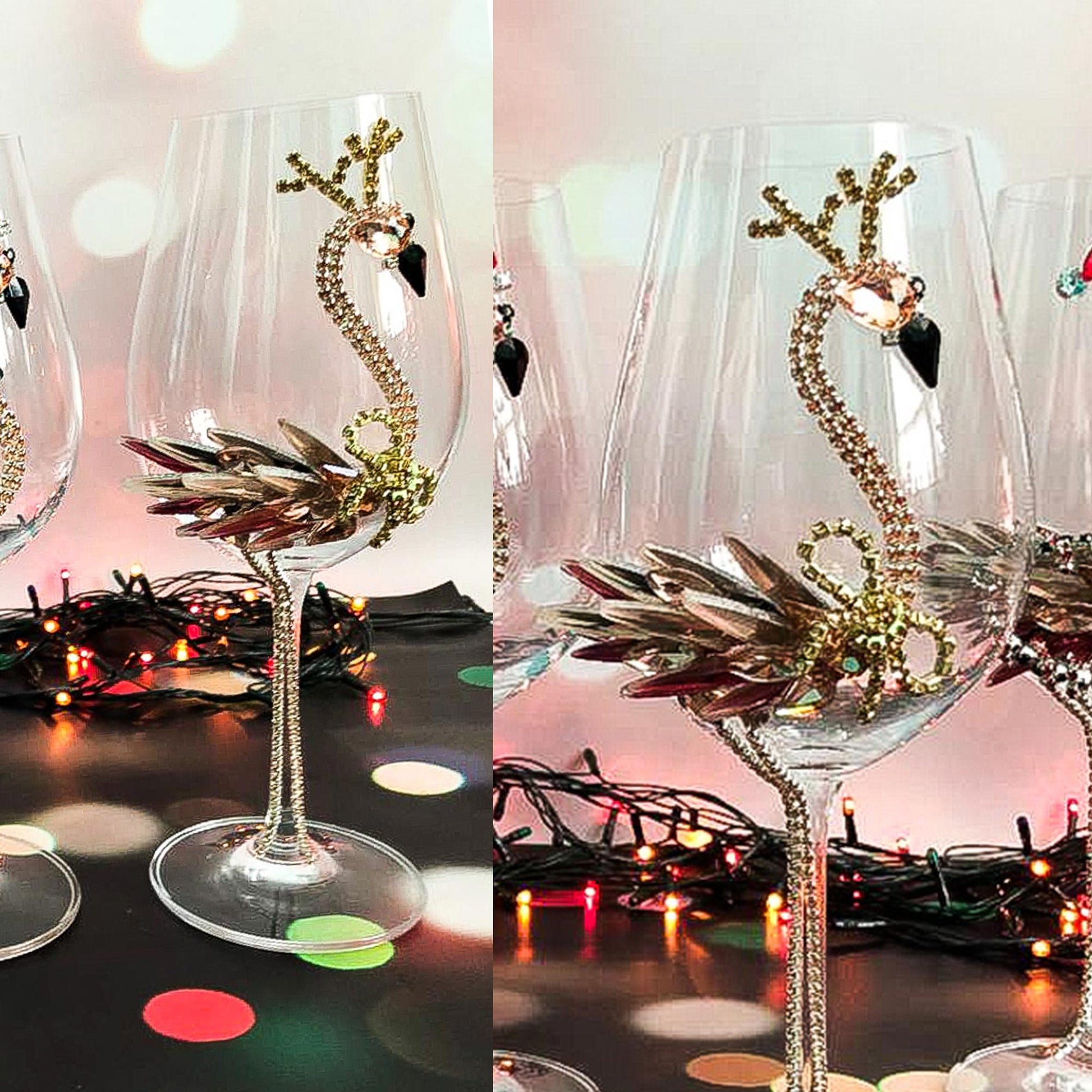Elegant glass with flamingo and bow design