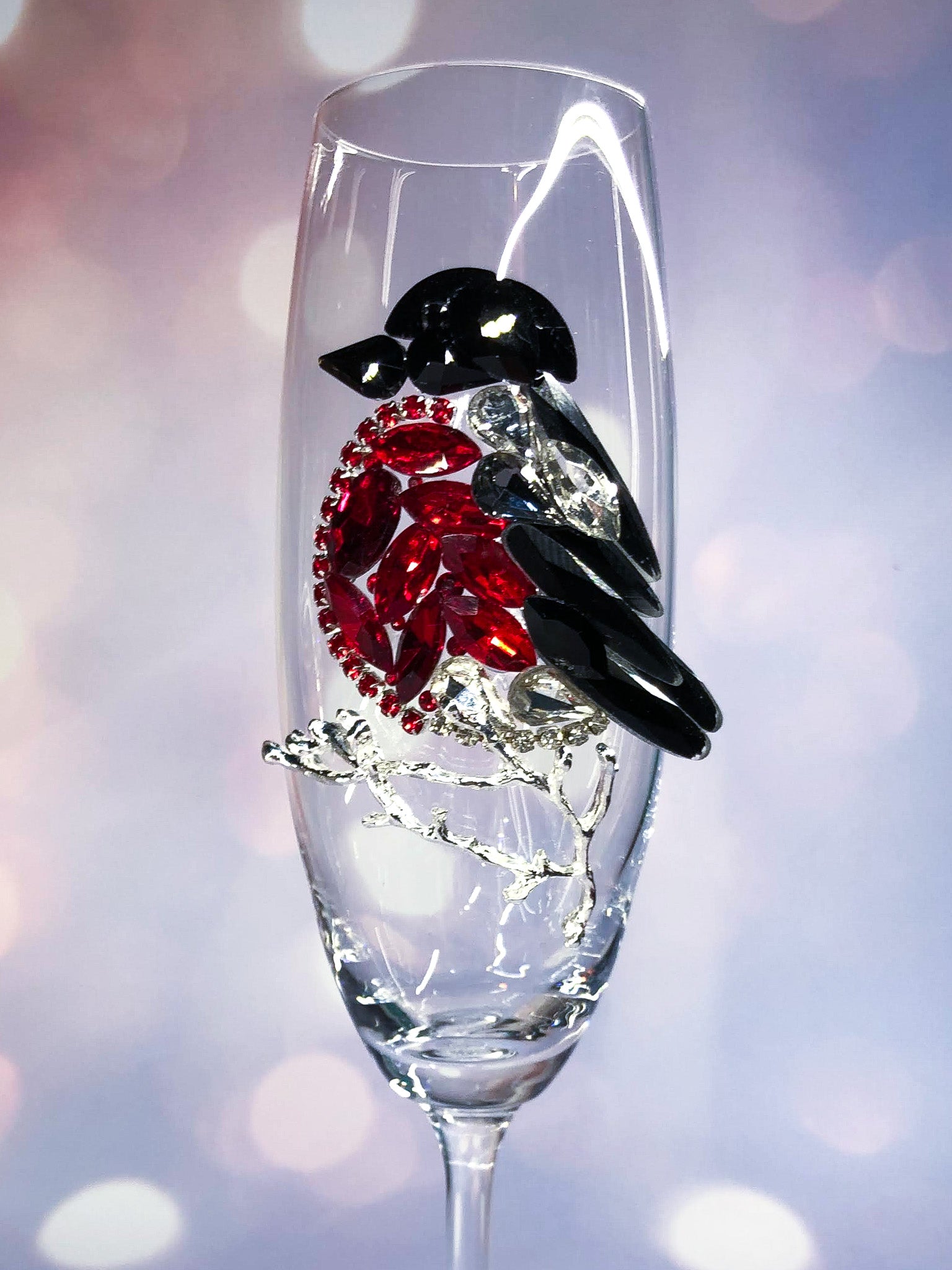 Holiday Toast Glass with Bullfinch