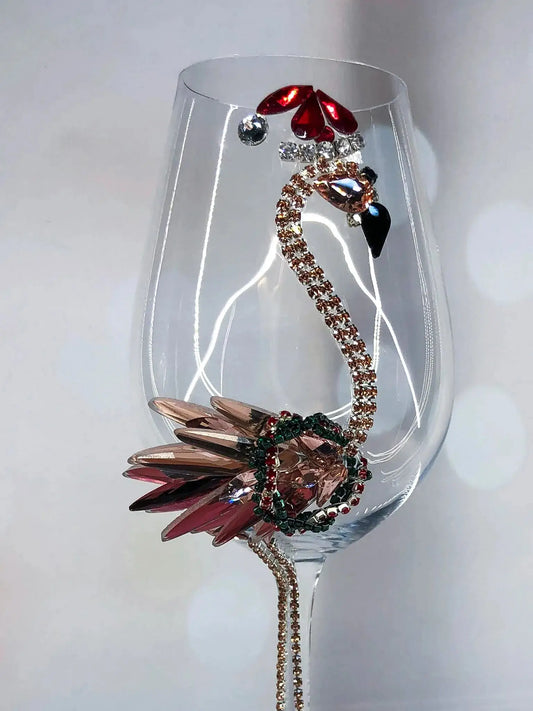 Wreathed Flamingo Elegance Wine or Champagne Glass