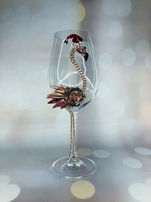 Festive Flamingo Christmas Wine Glasses - Holiday Dinnerware