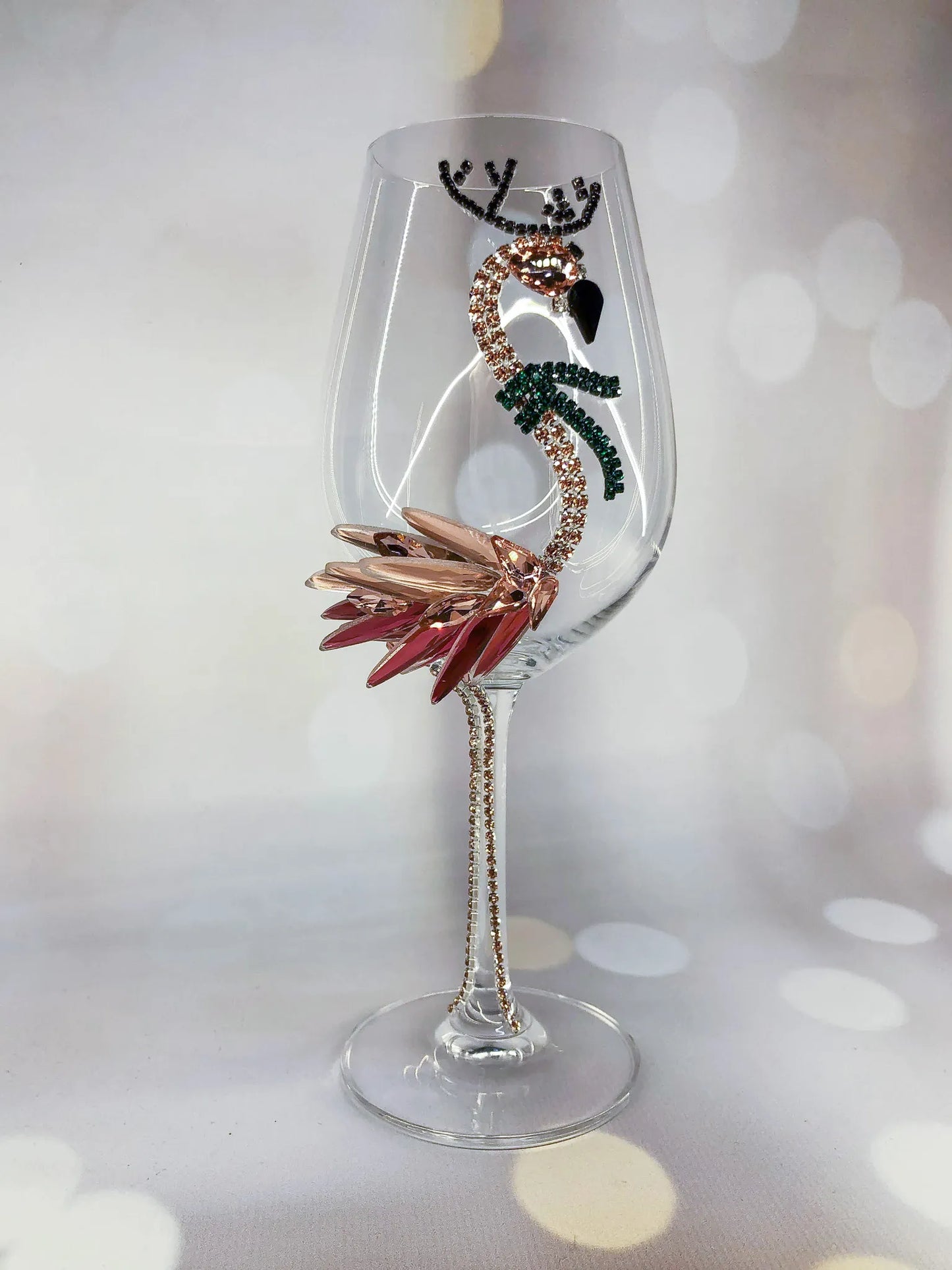 Midnight Flamingo Grace Wine Glass