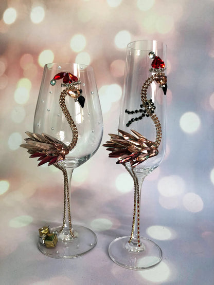 Frosty Flamingo Charm Glass