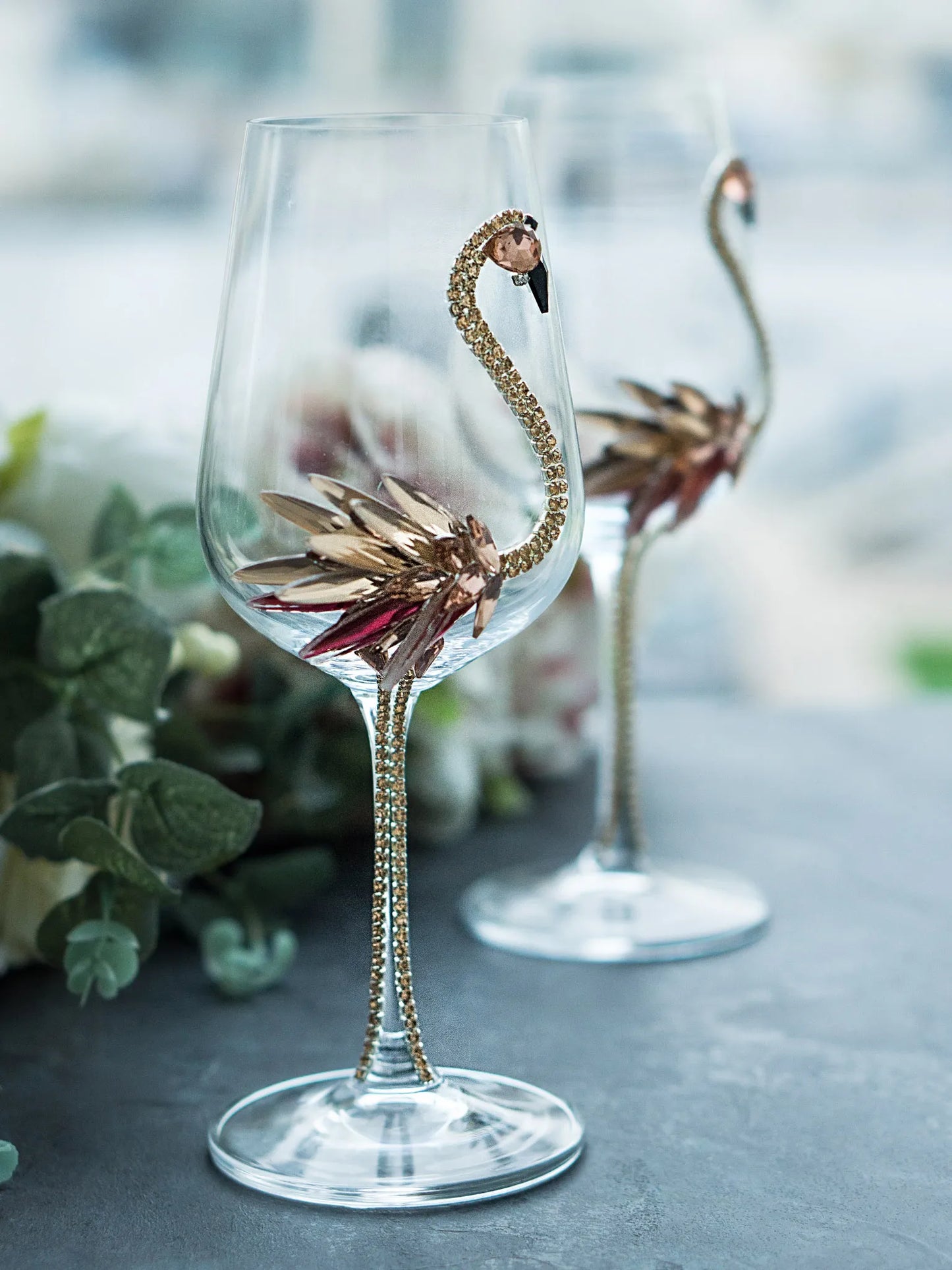 Crystal Pink Flamingo Party Personalized Wine Glass