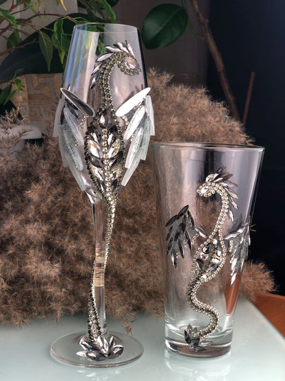 Luxurious Handcrafted Dragon Juice Glass with Personalized Engraving Option
