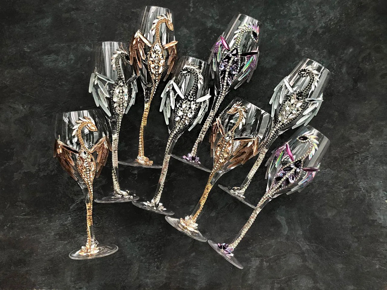 DiAmoreDS Mystic Dragon Juice Glass: Handcrafted Elegance in Silver Crystal