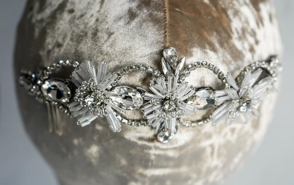 Stunning combination of the off-white Japanese beads and silver crystal chains on the bridal hair comb.