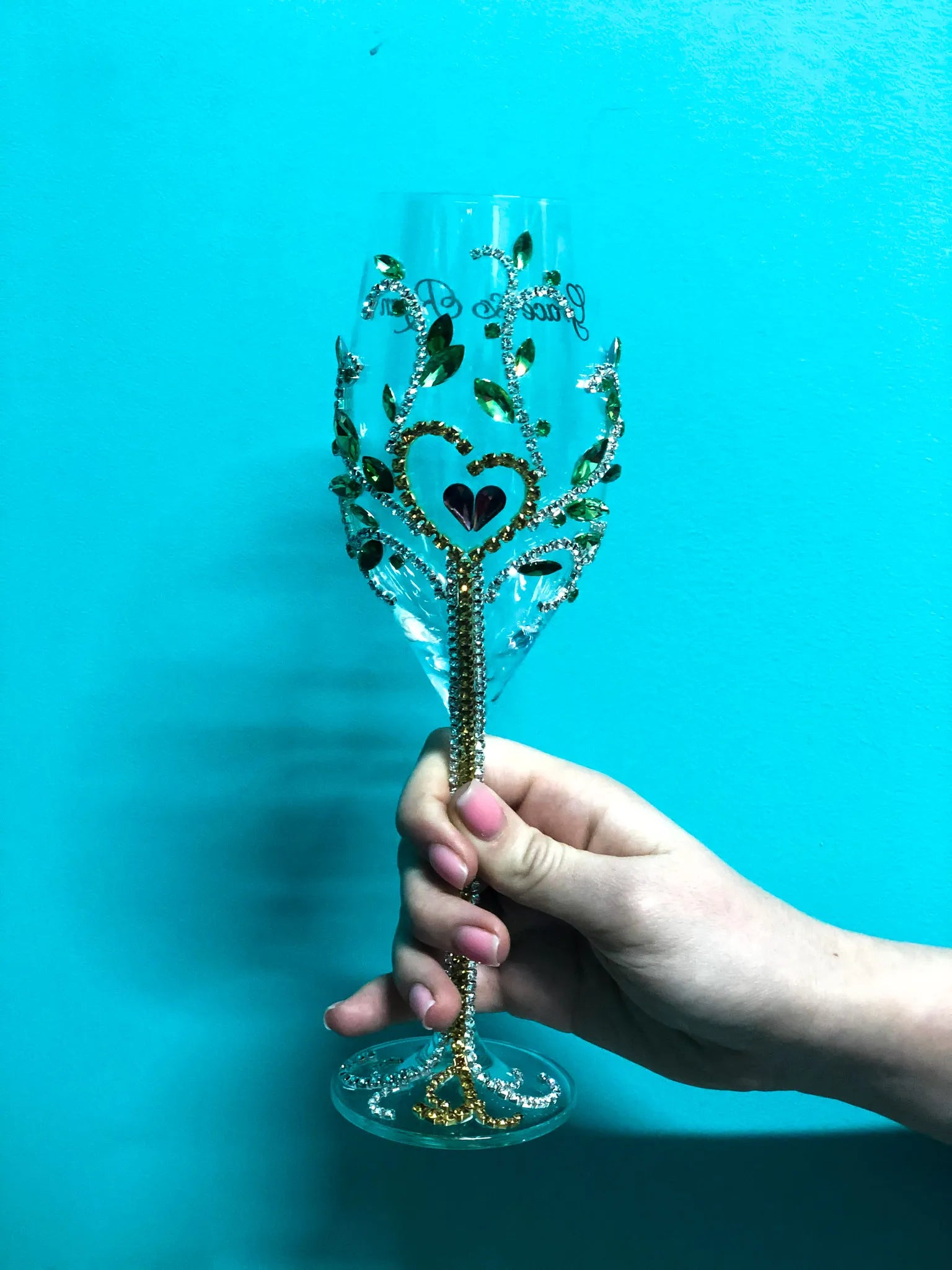 Tree of life-inspired champagne glass