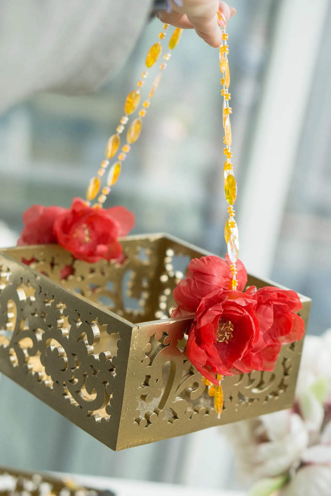 Chic Gold Wedding Flower Girl Basket