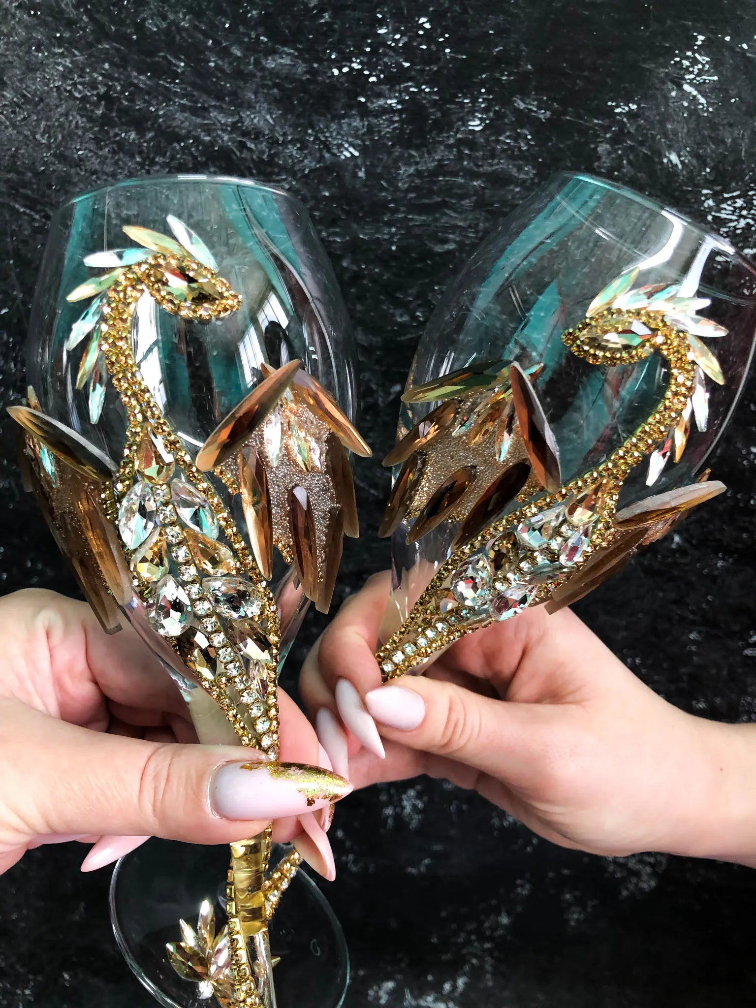 Iridescent Dragon Crystal Glasses  Handcrafted Mystical Drinkware