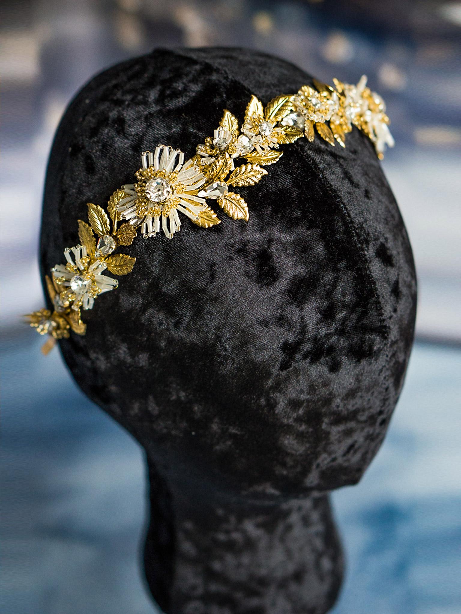 Elegant White Flower and Crystal Headband